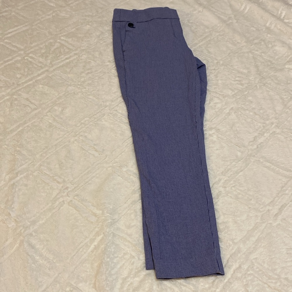 LOFT Marisa Blue & White Houndstooth Ankle Pants 4 - Picture 2 of 6